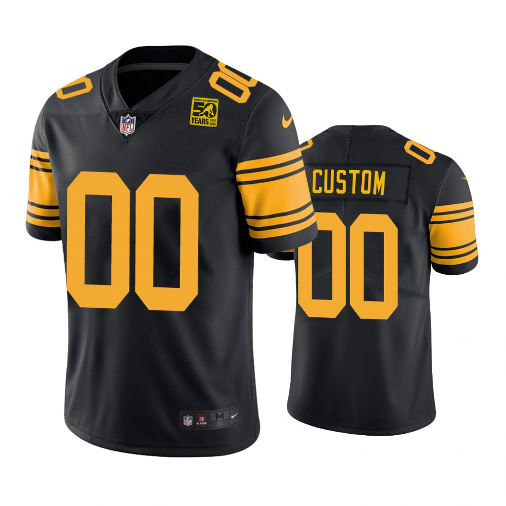 Men's Pittsburgh Steelers Custom Black 2023 Color Rush 50th Anniversary Limited Jersey